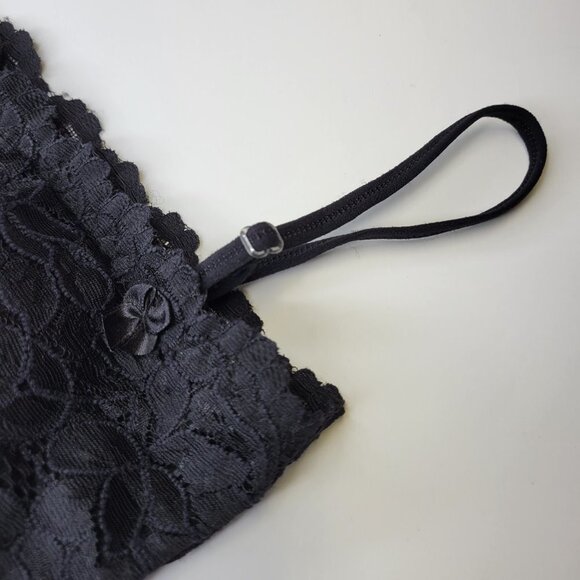 Sexy Black Bralette Crop Top Lace Bandeau Adjustable Straps Removable Pads - NEW - Picture 9 of 12